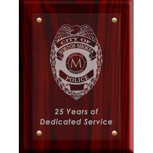 Crystal and Rosewood Finished Plaque (9"x12")