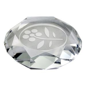 3 1/2" Round Faceted Paperweight