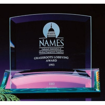 Curved Glass Award on Mirror Base (7"x5")