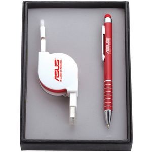 Jubilee Stylus Ballpoint Pen & 2-In-1 Adaptable Charger Gift Set