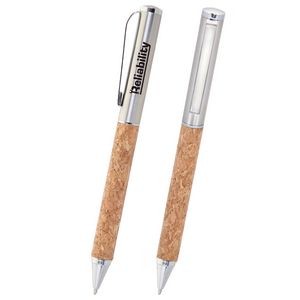 Cork Twist Ballpoint Pen w/ Silver Accents