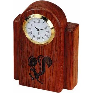 Rosewood Desk Clock w/Gold Bezel