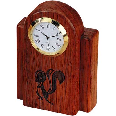 Rosewood Desk Clock w/Gold Bezel