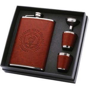 8 Oz. Leatherette Flask Gift Set