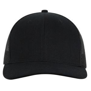 Deluxe RPET Black Brushed Twill Cap w/Trucker Mesh