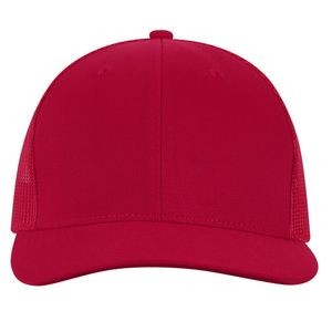 Deluxe RPET Red Brushed Twill Cap w/Trucker Mesh