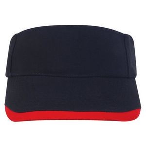 Brushed Cotton Twill Navy Blue/Red Visor w/Contrast Wave Bill