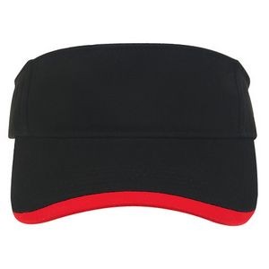 Brushed Cotton Twill Black/Red Visor w/Contrast Wave Bill