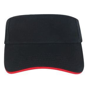 Laundered Chino Black/Red Twill Visor w/Contrasting Mock Sandwich