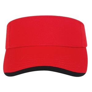 Brushed Cotton Twill Red/Black Visor w/Contrast Wave Bill