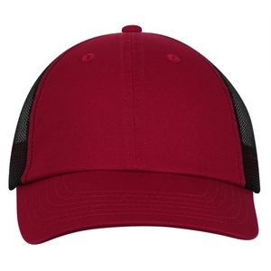 Unstructured Red Organic Cotton Cap w/Trucker Mesh