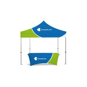 10x10ft Basic Canopy Kit w Deluxe Steel Frame, Dye Sublimation Canopy & 6ft Table Cover