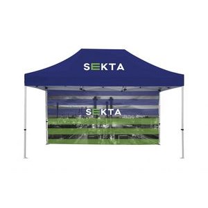 10x15ft Standard Hex Aluminum Frame (40mm post, 1.2mm gauge) w Dye Sublimation Canopy + Full Wall