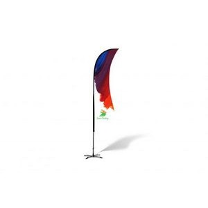 12ft Single-Sided Angled Feather Flag Banner w Full color Digital Print and Ground Stake Stand