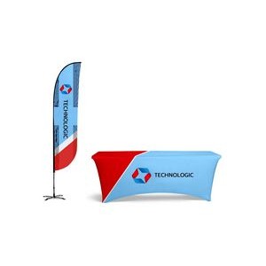 Basic Indoor Kit w Dye Sublimation 12ft Double-sided Feather Flag & 6ft Table Cover