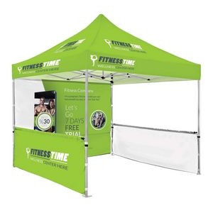 10x10ft Deluxe White Steel Frame (30mm post, 1.2mm gauge) w/ Dye Sublimation Canopy + Walls