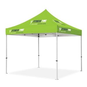 10x10ft Deluxe White Steel Frame (30mm post, 1.2mm gauge) w/ Dye Sublimation Canopy