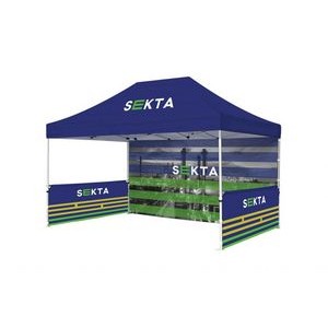 10x15ft Deluxe Hex Aluminum Frame (40mm post, 1.5mm gauge) w Dye Sublimation Canopy + Full Wall + Ha