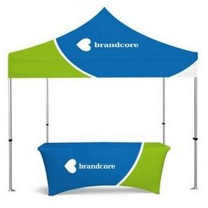 10x10ft Basic Canopy Kit w Standard Hex Aluminum Frame, Dye Sublimation Canopy & 6ft Table Cover