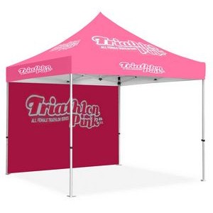 13x13ft Standard Hex Aluminum Frame (50mm post, 2.0mm gauge) w Dye Sublimation Canopy + Full Wall