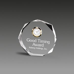 Freestanding Octagonal Bevel Award w/Clock