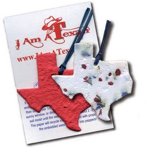 Seed Paper State of Texas Ornament w/Embedded Chile Pepper Seeds