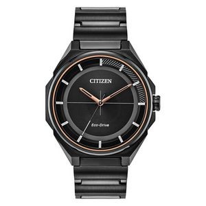Citizen Men's Eco-Drive Watch, Black Stainless Steel, Black Dial