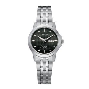 Citizen Ladies' Quartz Watch, Silver-tone with Black Dial