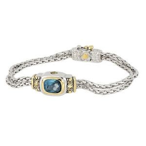 John Medeiros® Nouveau 7" Double Strand Bracelet, Aqua/CZ