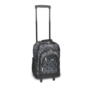 Everest Wheeled Backpack with Pattern, Dark Gray/Black