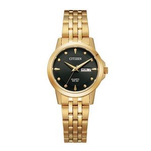 Citizen Ladies' Quartz Watch, Gold-tone with Black Dial
