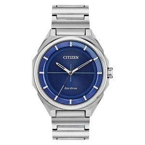 Citizen Men's Eco-Drive Watch, Stainless Steel, Blue Dial
