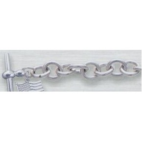 Sterling Silver 7" 3.5Mm Rolo Chain Toggle Charm Bracelet