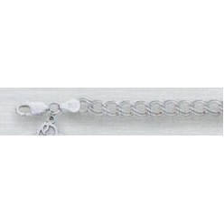 Sterling Silver 7" 5.1Mm Charm Chain Bracelet