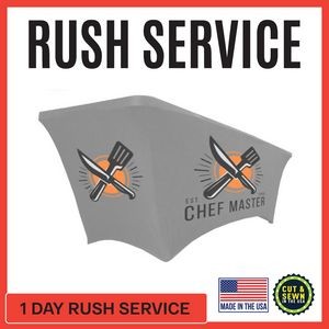 Premium | (One Day RUSH SERVICE) 6ft x 30"T x 29"H Stretch Table Throw - Made in the USA
