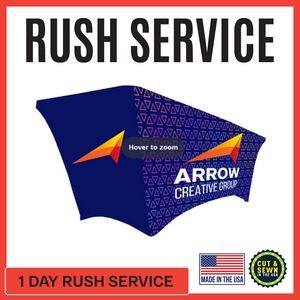 Premium | (One Day RUSH SERVICE) 8ft x 30"T x 29"H Stretch Table Throw - Made in the USA