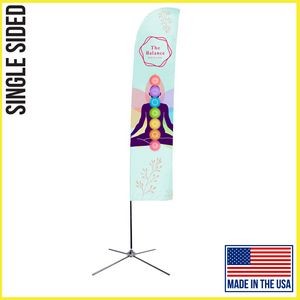 13ft Single Sided Premium Straight Flag with Chrome X Base & Carry Bag - Made in the USA