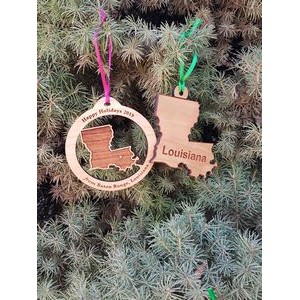 3.5" - Louisiana Customizable Hardwood Ornaments