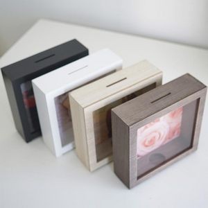 6.5" x 6.5" Wood Shadow Box Bank