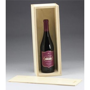 4.6" x 14.6" - Premium Birch Wood Single Wine Box - Slide Top