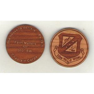 1.5" - Hardwood Coins - Laser Engraved - USA-Made