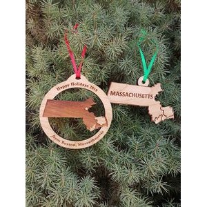3.5" - Massachusetts Customizable Hardwood Ornaments
