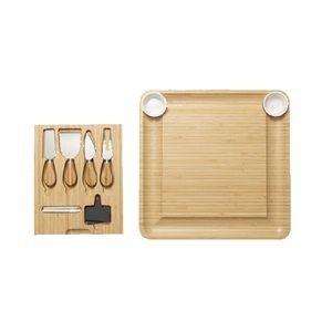 13.2" x 13.2" Bamboo Cheese Board with Tools