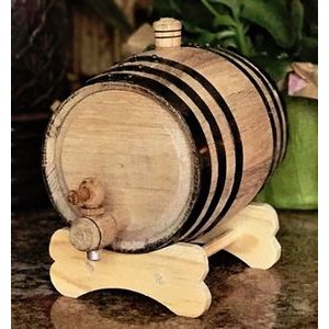 1 Liter Oak Wood Barrel with Black Hoops