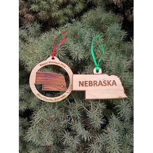 3.5" - Nebraska Customizable Hardwood Ornaments