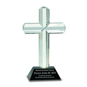5.25" x 8.5" - Crystal Cross with Black Base