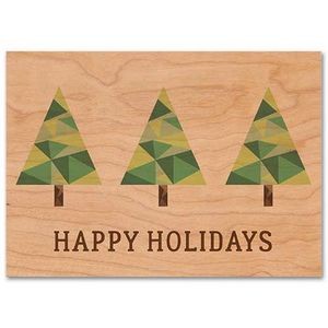 4.5" x 6" - Folded Wood Veneer Holiday Cards - 2 Sided Color Print - A6 - USA-Made