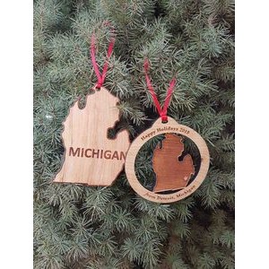 3.5" - Michigan Customizable Hardwood Ornaments