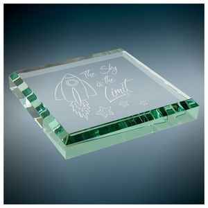 3" x 3" Jade Glass Paperweight