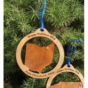3.5" - Ohio Customizable Hardwood Ornaments